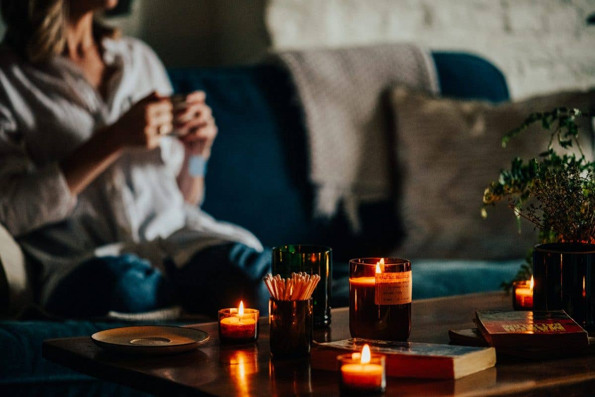 Recycled Olive Green Glass 'Luna' Tea Light Cup
