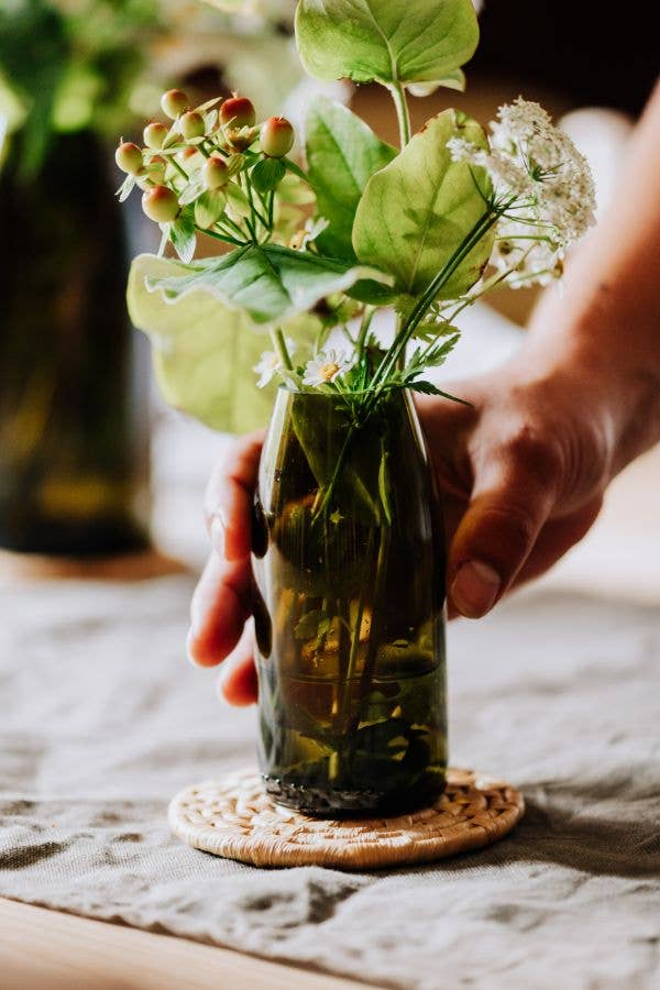 Recycled Olive Green Glass 'Piccolo' Flower Bud Vase