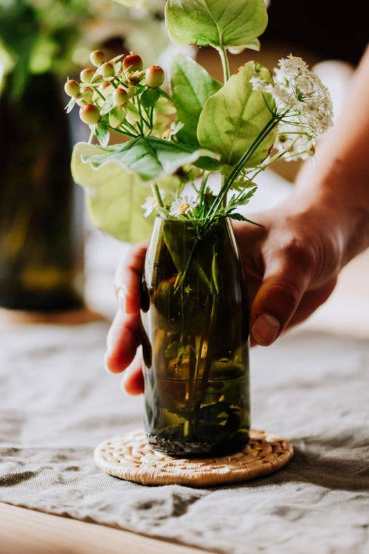 Recycled Olive Green Glass 'Piccolo' Flower Bud Vase