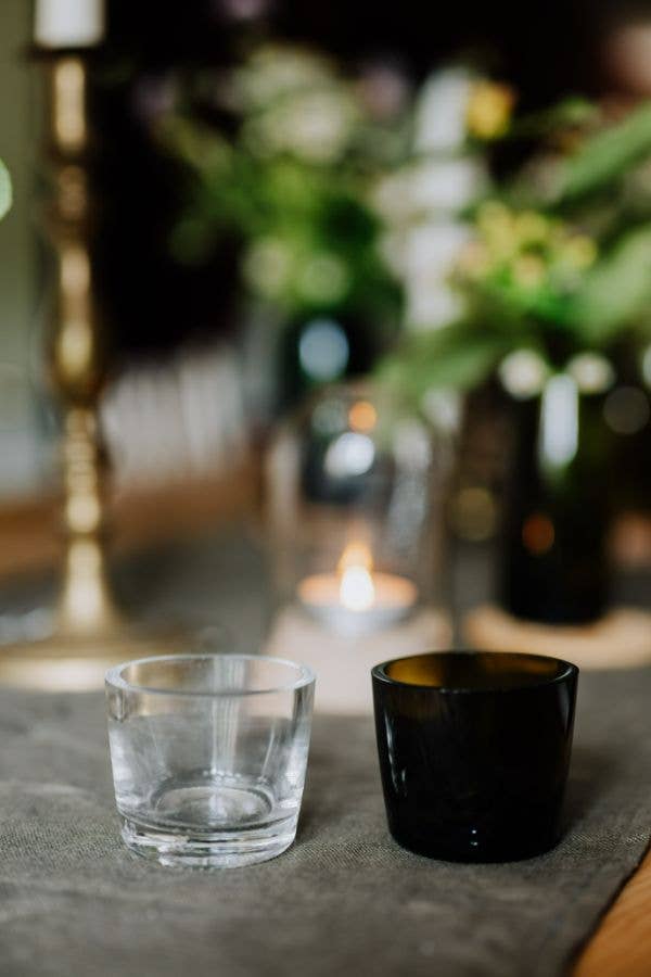 Recycled Olive Green Glass 'Luna' Tea Light Cup