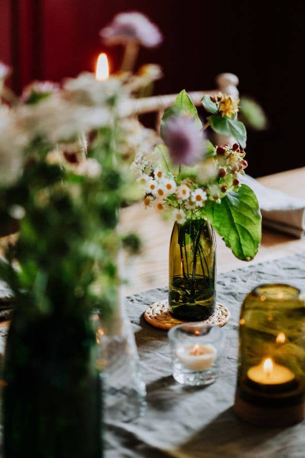 Recycled Olive Green Glass 'Piccolo' Flower Bud Vase